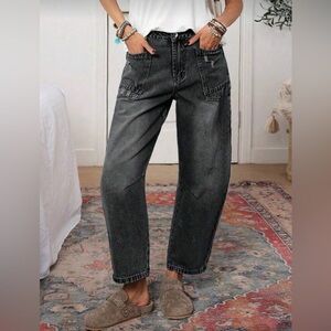 Classic High-Rise Straight Jeans - Charcoal